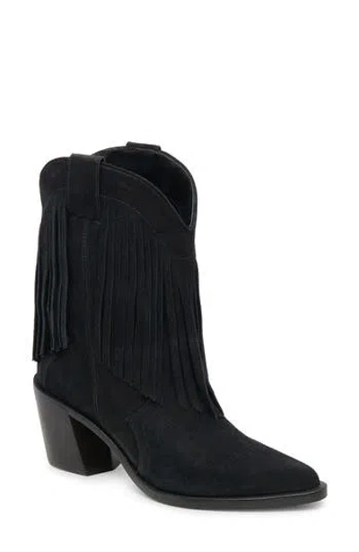 Dolce Vita Kaylie Pointed Toe Western Boot In Black Nubuck