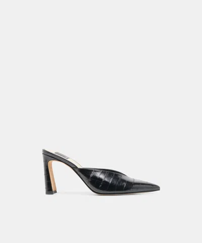 Dolce Vita Kentin Heels In Noir Embossed Leather Size 5 By  In Black