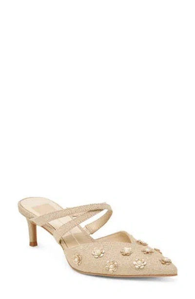 Dolce Vita Kenton Floral Mule In Gold Floral Fraffia