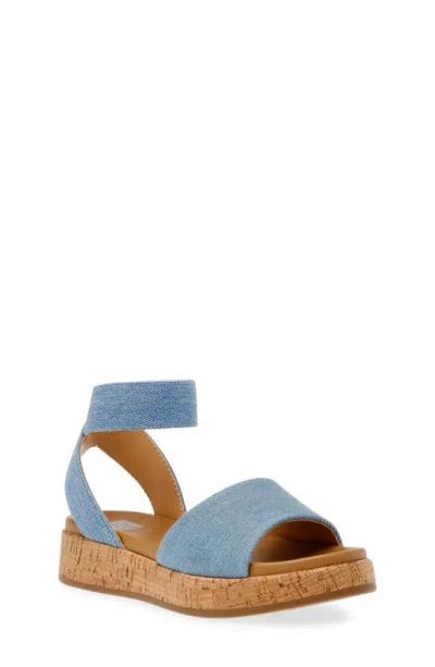 Dolce Vita Kids' Sicile Ankle Strap Platform Wedge Sandal In Denim