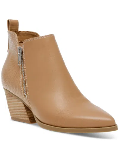 Dolce Vita Kooley Womens Leather Stacked Heel Ankle Boots In Brown