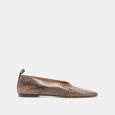 Dolce Vita Kory Ballet Flats In Snake Tan Embossed Leather Size 10 By  In Brown