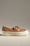 Dolce Vita Lambo Raffia Platform Boat Shoes In Brown