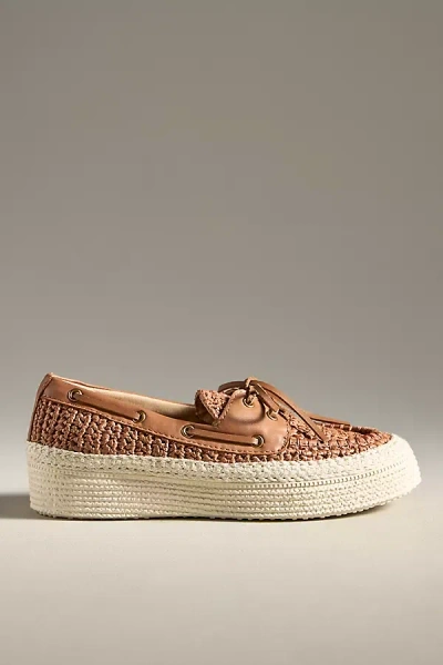 Dolce Vita Lambo Raffia Platform Boat Shoes In Brown