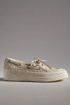 Dolce Vita Lambo Raffia Platform Boat Shoes In White