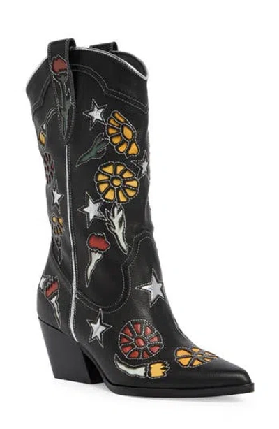 Dolce Vita Lassie Western Boot In Black Multi Leather