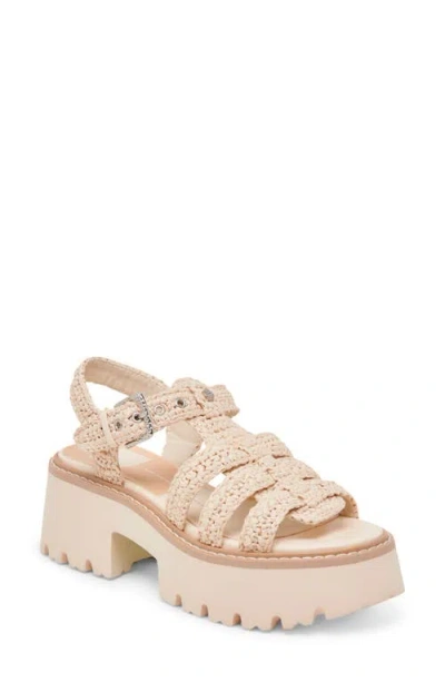 Dolce Vita Latice Strappy Sandal In Oatmeal Knit Raffia