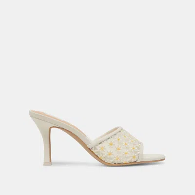 Dolce Vita Lavena Floral Heels White Yellow Floral Mesh