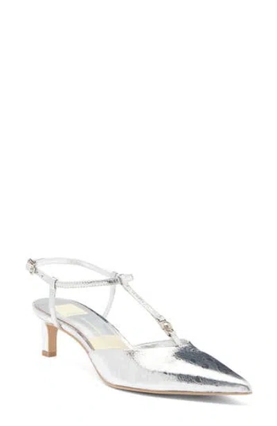 Dolce Vita Lavon Kitten Heel Pump In Silver Distressed Leather