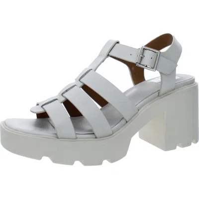 Dolce Vita Lindy Womens Strappy Buckle Platform Heels In White