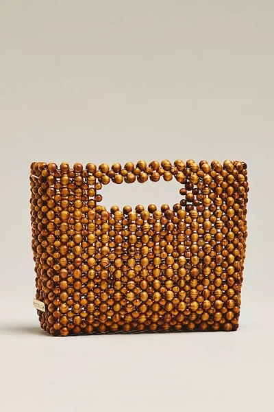 Dolce Vita Linzy Wood Beaded Clutch In Sand