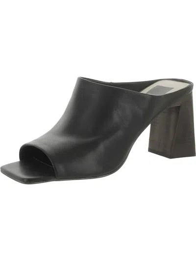 Dolce Vita Lizzo Womens Leather Open Square Toe Mule Sandals In Black