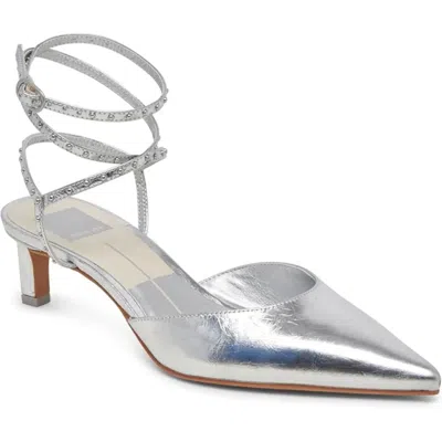 Dolce Vita Loklyn Pump Women's Silver Patent Leather Kitten Heel Zogg3082