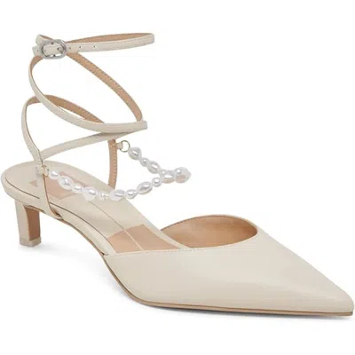Dolce Vita Loklyn Pump Women Vanilla Leather Pointed Toe Kitten Heel Htat1089 In White