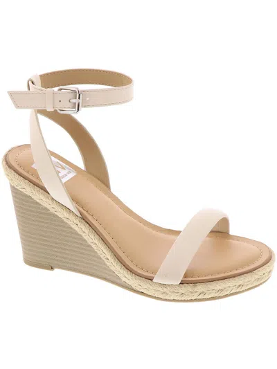 Dolce Vita Lolah Womens Faux Leather Ankle Strap Wedge Sandals In Beige