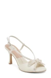 Dolce Vita Lonny White Satin Leather Pearl High Heel Sandals In White Satin