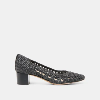 Dolce Vita Lula Heels Black Woven Raffia
