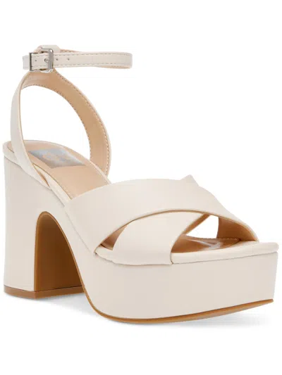 Dolce Vita Maggie Womens Cork Ankle Strap Platform Sandals In White