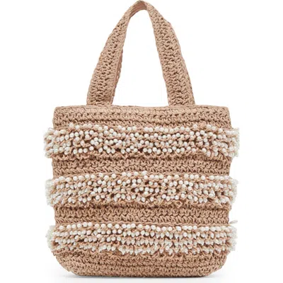 Dolce Vita Mallorca Raffia & Faux Pearl Tote In Natural