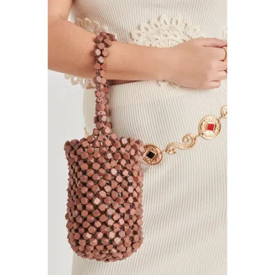 Dolce Vita Malou Beaded Tote Bag In Brown