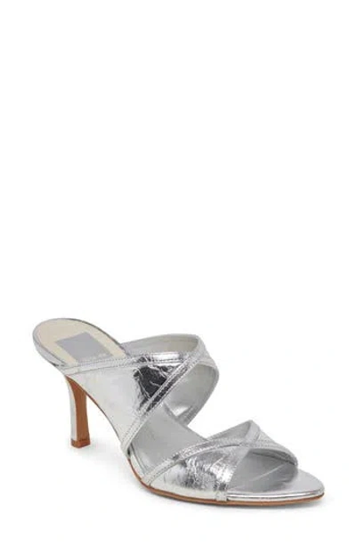 Dolce Vita Mandel Double Strap Sandal In Silver Crinkle