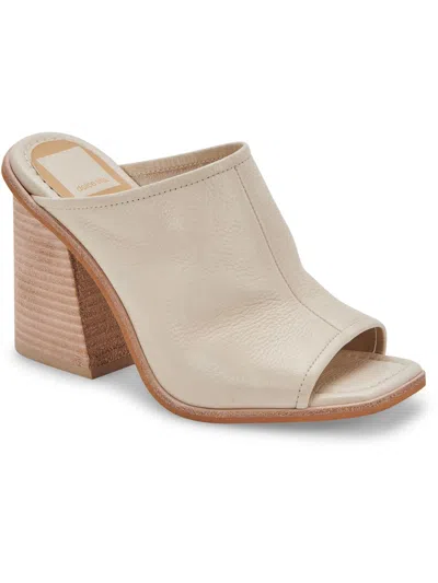 Dolce Vita Mavise Womens Leather Peep Toe Block Heel In White