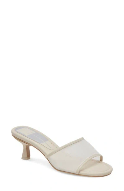 Dolce Vita Meeza Kitten Heel Slide Sandal In Ivory Mesh