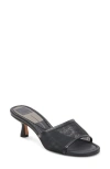 Dolce Vita Meeza Kitten Heel Slide Sandal In Onyx Mesh