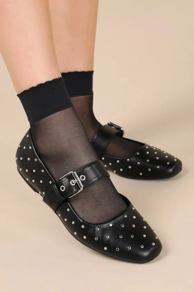 Dolce Vita Mellie Black Studded Buckle Ballet Flats