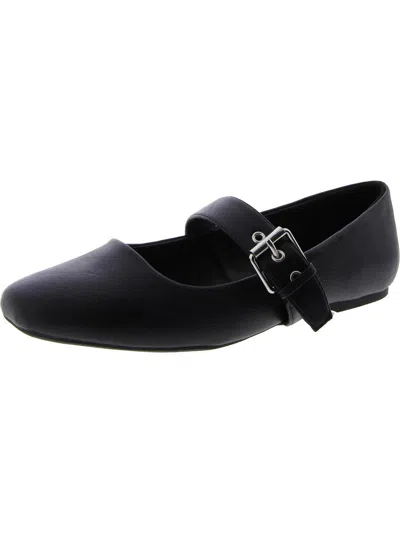 Dolce Vita Mellie Womens Cushioned Footbed Round Toe Flat Shoes In Black