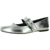 Dolce Vita Mellie Womens Cushioned Footbed Round Toe Flat Shoes In Silver