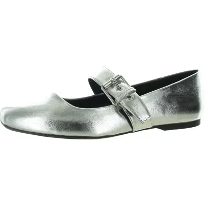 Dolce Vita Mellie Womens Cushioned Footbed Round Toe Flat Shoes In Silver