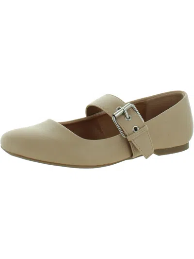 Dolce Vita Mellie Womens Cushioned Footbed Round Toe Flat Shoes In Beige