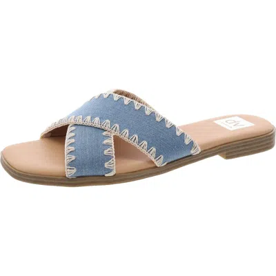 Dolce Vita Miguel Denim Flat Slide Sandals In Blue