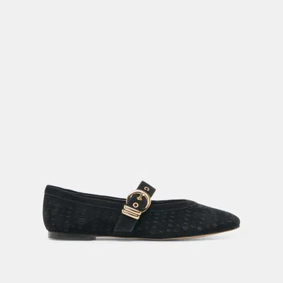 Dolce Vita Mikela Ballet Flats In Onyx Perforated Suede Size 11 By  In Blue