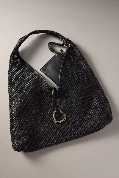 Dolce Vita Missie Raffia Mesh Tote In Black