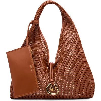 Dolce Vita Missie Woven Shoulder Bag In Brown