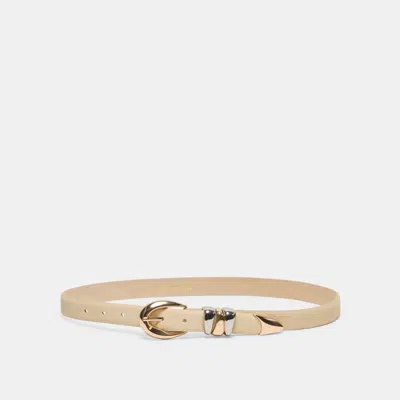 Dolce Vita Mixed Metal Buckle Belt In Sand Size Xs/s By  In Neutral