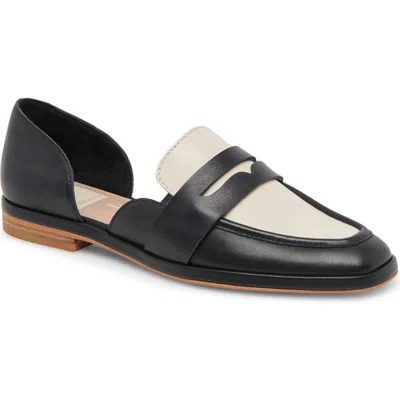 Dolce Vita Moyra D'orsay Penny Loafer In Black/white Leather