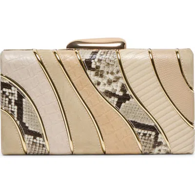 Dolce Vita Multi Panel Frame Clutch In Brown