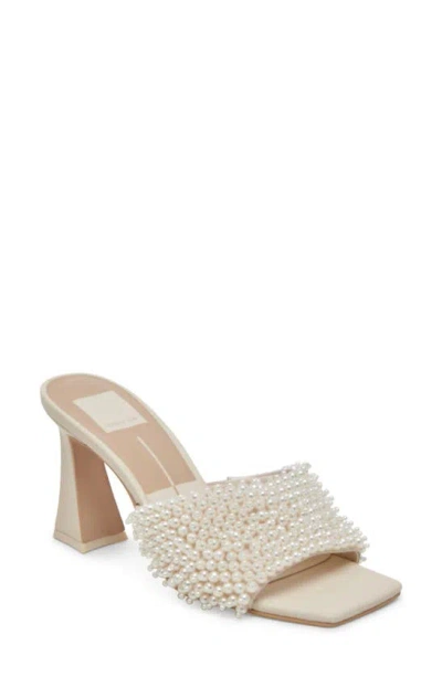 Dolce Vita Nandy Imitation Pearl Slide Sandal In White