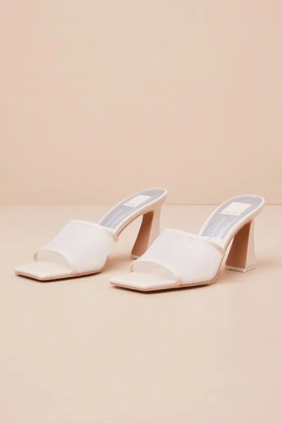 Dolce Vita Narda Ivory Mesh Square-toe High Heel Slide Sandals