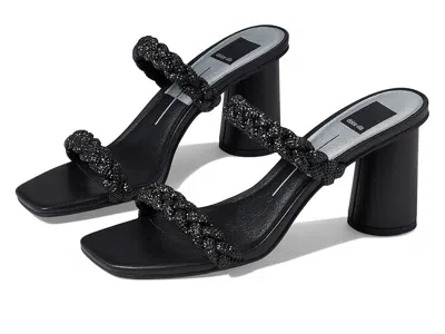 Dolce Vita Nariko Sandals Womens Us 8 Black Braided Rhinestone Block Heel Khd289