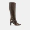 Dolce Vita Nelas Wide Calf Boots Dark Olive Leather In Brown