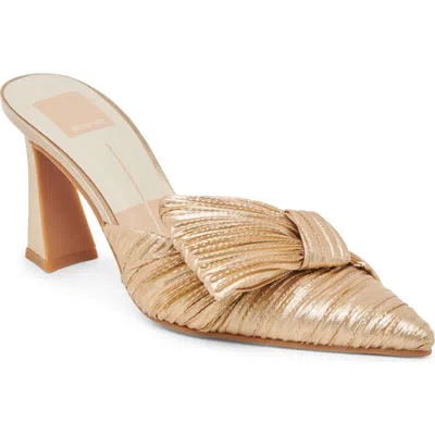 Dolce Vita Nerina Metallic Ribbon Mule Pump In Platinum Fabric
