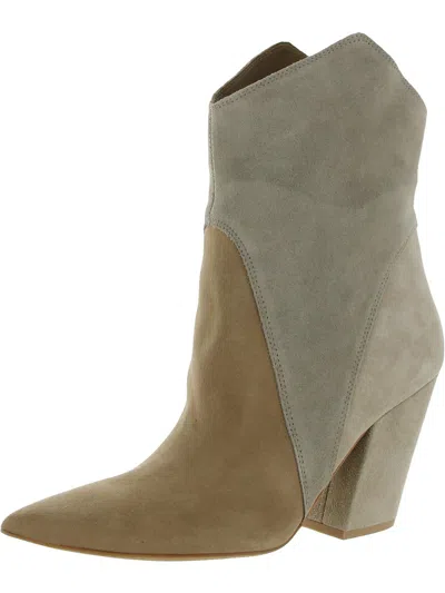 Dolce Vita Nestly Womens Suede Two Tone Ankle Boots In Gray