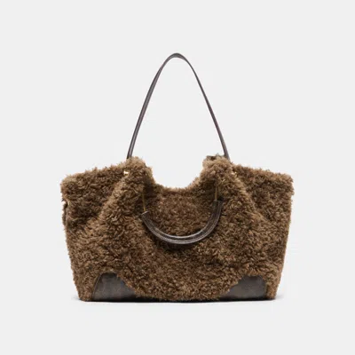 Dolce Vita Nomad Tote In Chocolate Faux Fur By