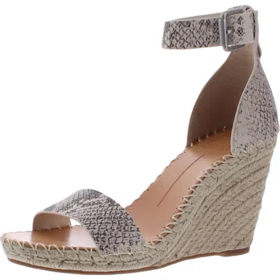 Dolce Vita Noor Womens Leather Ankle Espadrille Heels In Grey