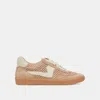 Dolce Vita Notice Eyelet Perf Sneakers Camel Suede In Brown