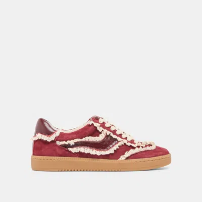 Dolce Vita Notice Lace Sneakers Oxblood Suede In Red